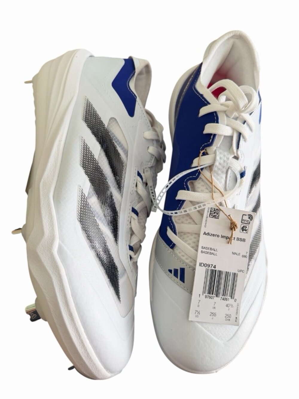Adidas Adizero Impact BSB Baseball Cleats Shoes Men Size 7.5 White Blue Low New